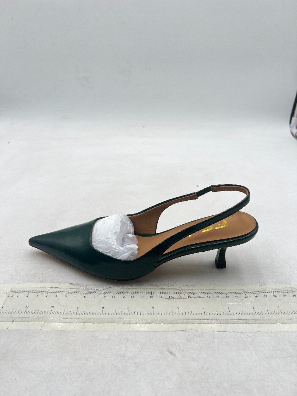 FSJ Dark Green Kitten Heel Slingback Sandals Pointy Toe Sexy Pumps Party Shoes - Picture 2 of 8